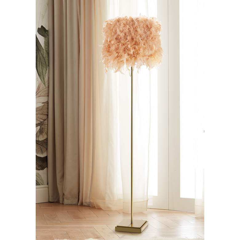 Image 1 Regina Andrew Design Jasmine Natural Brass Pink Floor Lamp