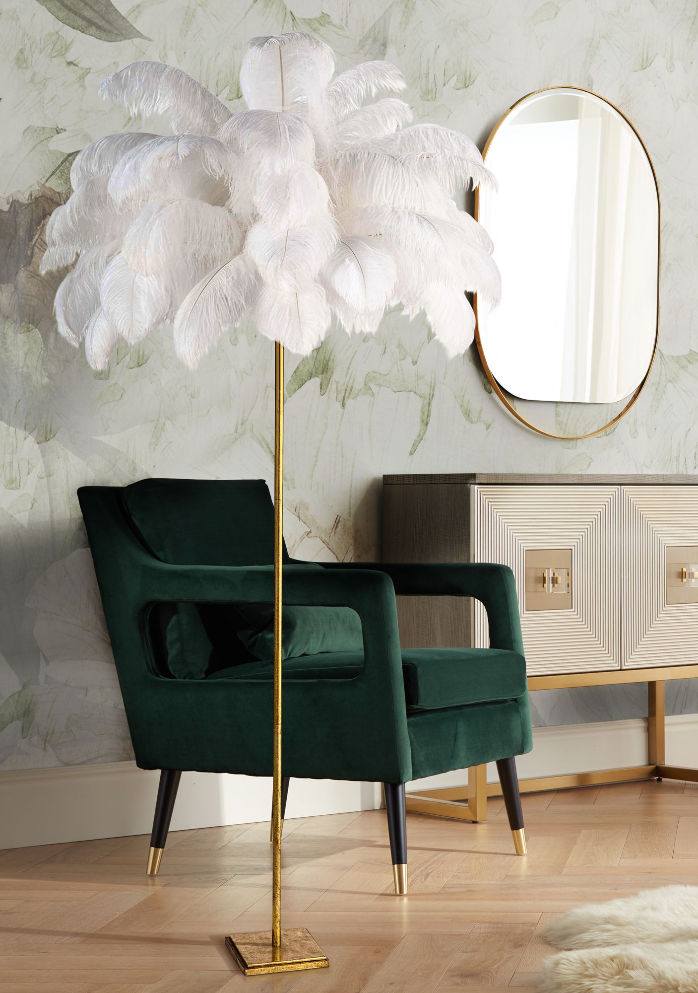 floor lamp ostrich feather