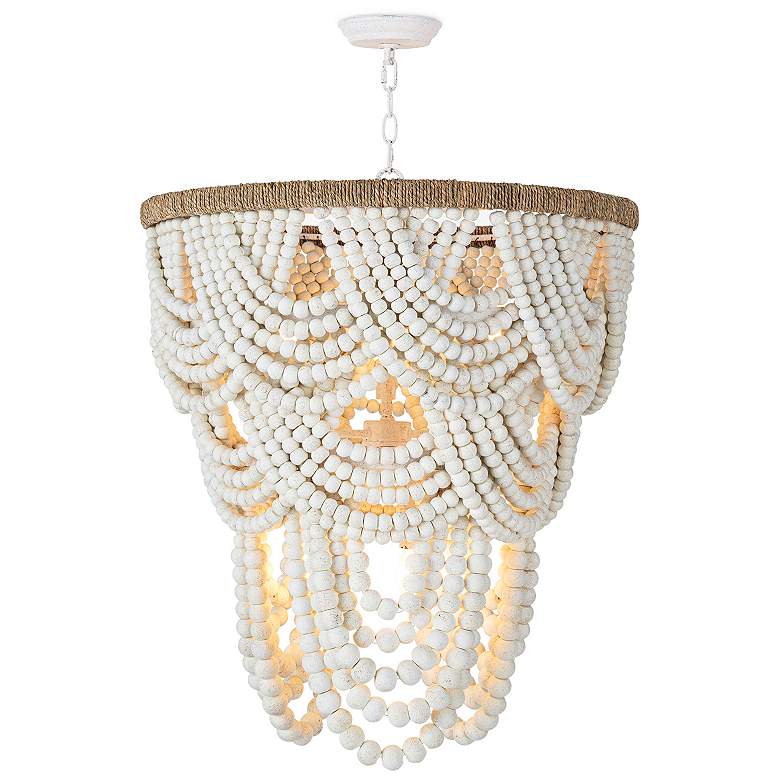 Image 1 Regina Andrew Design Lorelei 24"W White Wood Bead Chandelier
