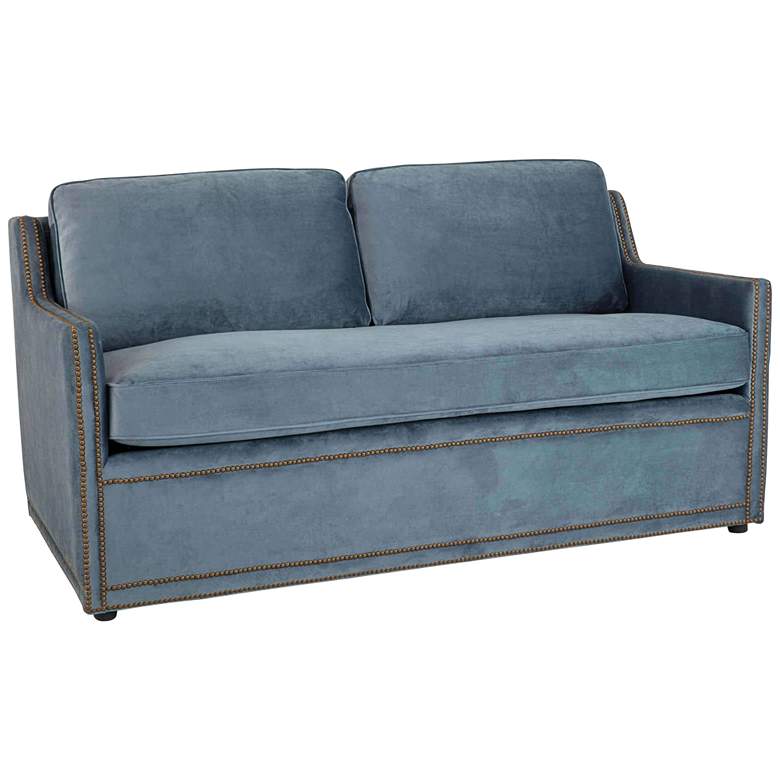 Image 1 Regina Andrew Design Posh 63 3/4 inch Wide Blue Velvet Fabric Sofa