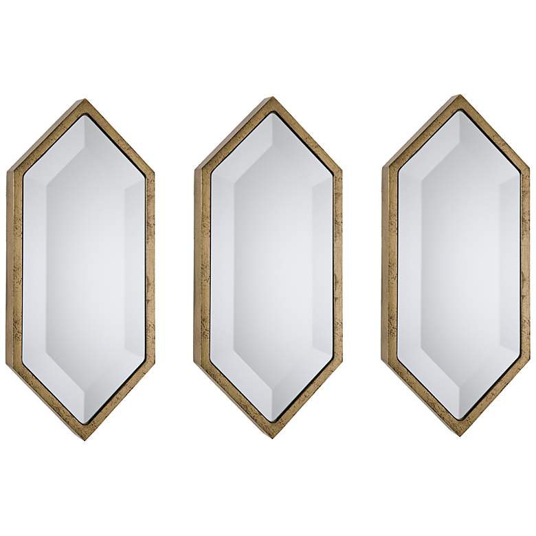 Image 1 Regina Andrew Design Set of 3 Diamond 15 inch High Gold Mirrors