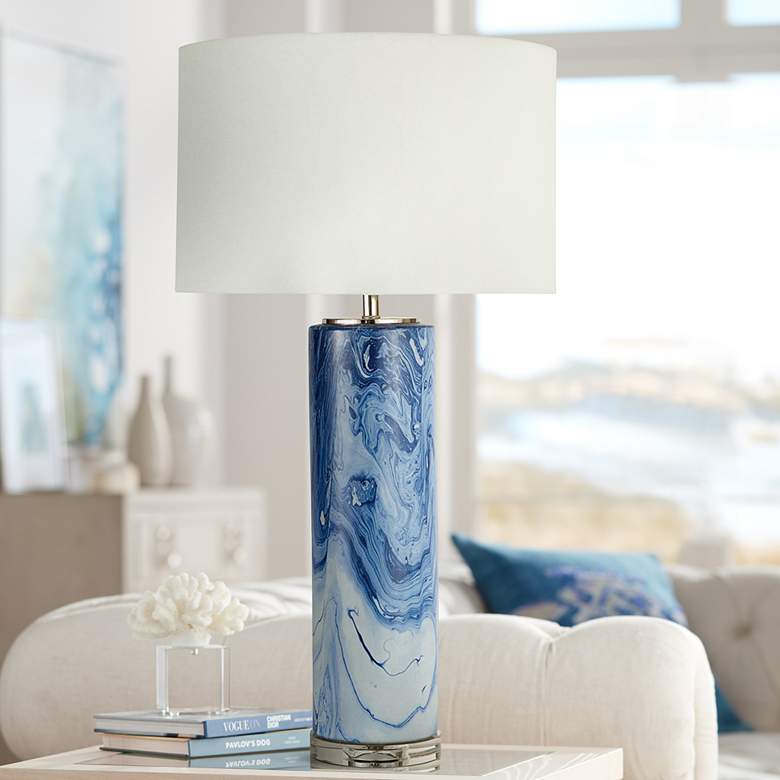 Image 1 Regina Andrew Design Tide 32 inch Blue Ceramic Table Lamp