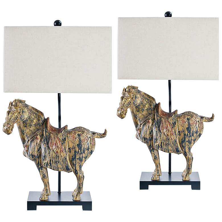 Image 1 Regina Andrew Dynasty Horse Table Lamp Set of 2