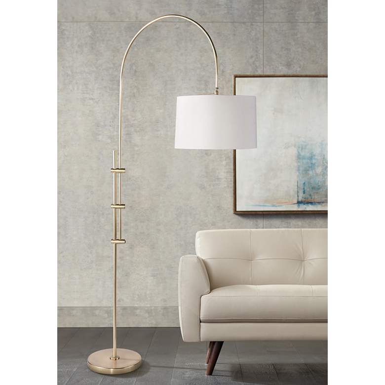 Image 1 Regina Andrew Eclipse 84" High Modern Natural Brass Arc Floor Lamp