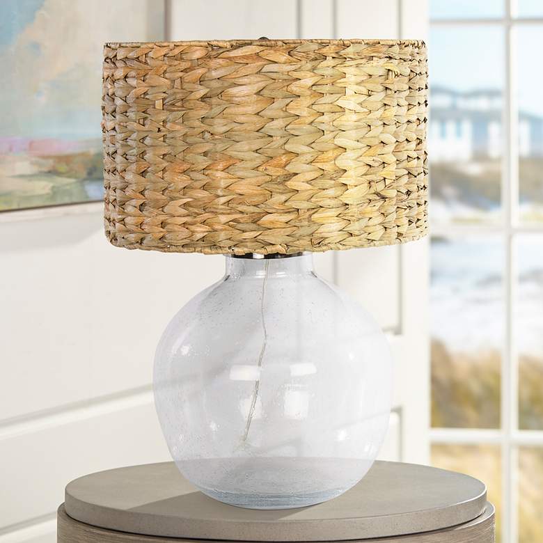 Image 1 Regina Andrew Freesia 26" High Rattan Shade Clear Glass Table Lamp