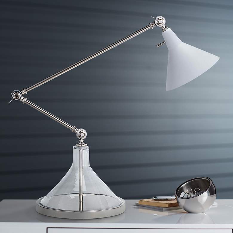 Image 1 Regina Andrew Ibis White Steel and Clear Glass Modern Task Reading Lamp