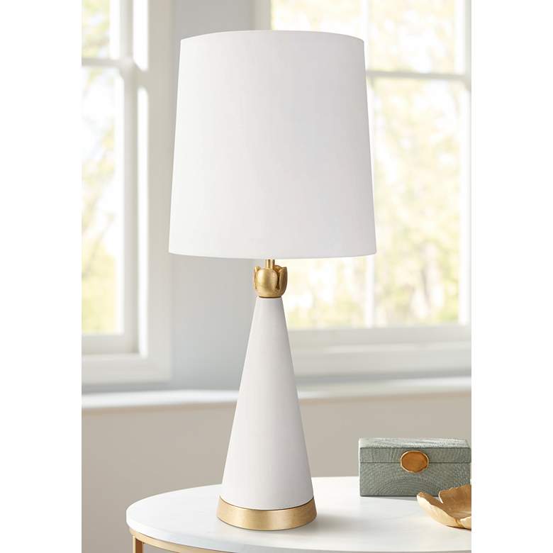 Image 1 Regina Andrew Juniper 30 1/2 inch White Concrete Cone Table Lamp