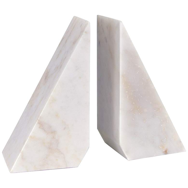 Image 1 Regina Andrew Othello Marble Bookends (White) 7.75 Height