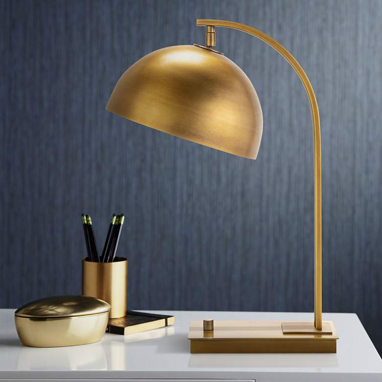 Image 1 Regina Andrew Otto 20 1/2 inch High Modern Natural Brass Arc Desk Lamp