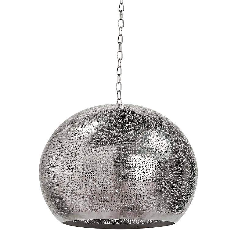 Image 1 Regina Andrew Pierced Metal Sphere Pendant (Polish Nickel) 17.75 H