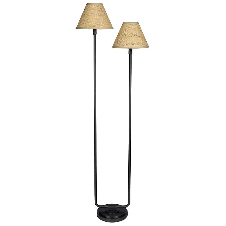 Image 1 Regina Andrew Polly 57" High Blackened Brass and Rattan Floor Lamp