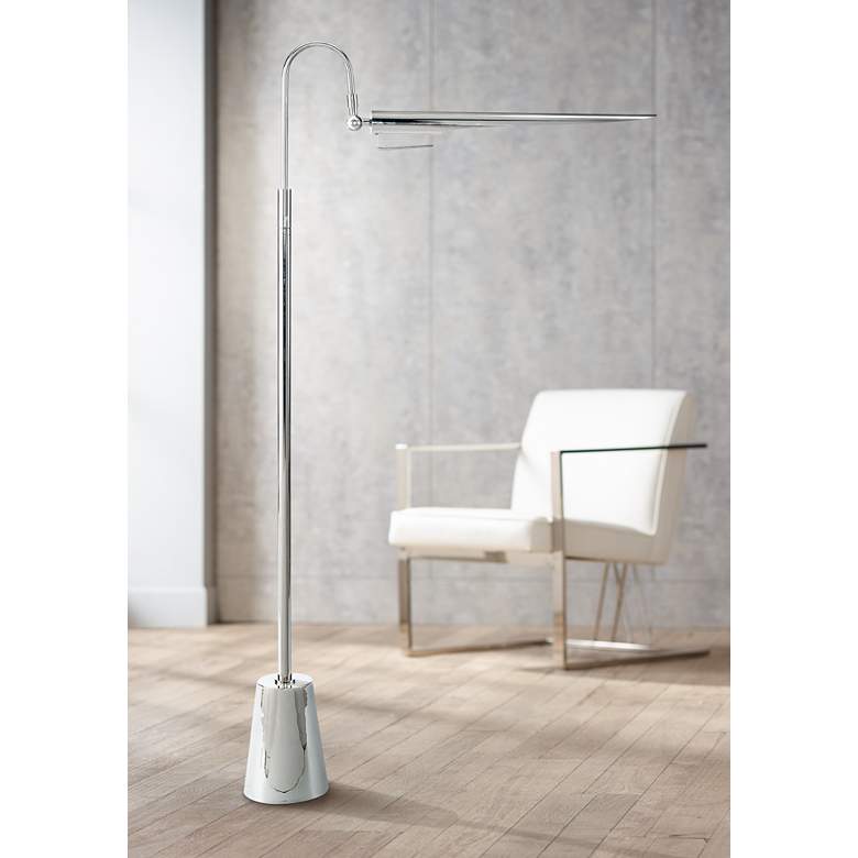 Image 1 Regina Andrew Raven Adjustable Height Polished Nickel Modern Floor Lamp