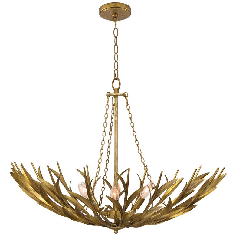 Image 1 Regina Andrew River Reed Basin Chandelier (Antique Gold Leaf) 27.25 H