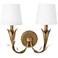 Regina Andrew River Reed Sconce Double (Antique Gold, Natural Linen Shade)