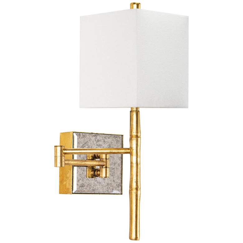 Image 1 Regina Andrew Sarina 17 1/2 inch High Gold Leaf Bamboo Swing-Arm Sconce