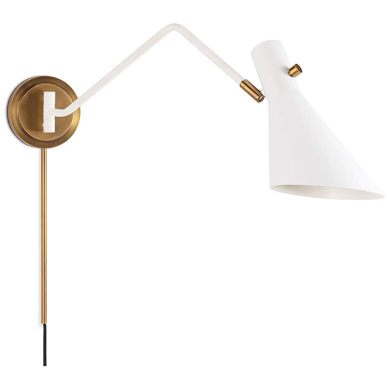 Image 1 Regina Andrew Spyder Single Arm Sconce (White and Natural Brass)