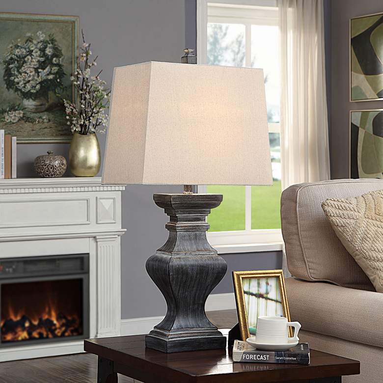 Image 1 Regina Andrew Square Candlestick 33 1/2" Rustic Black Table Lamp
