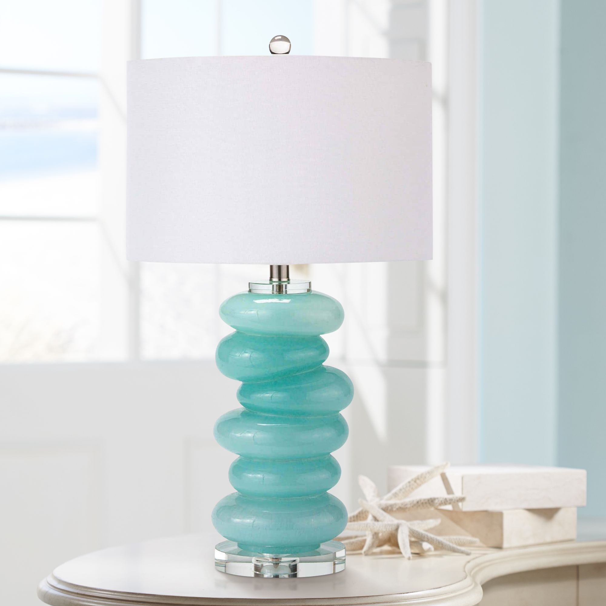 Glass table on sale top lamp