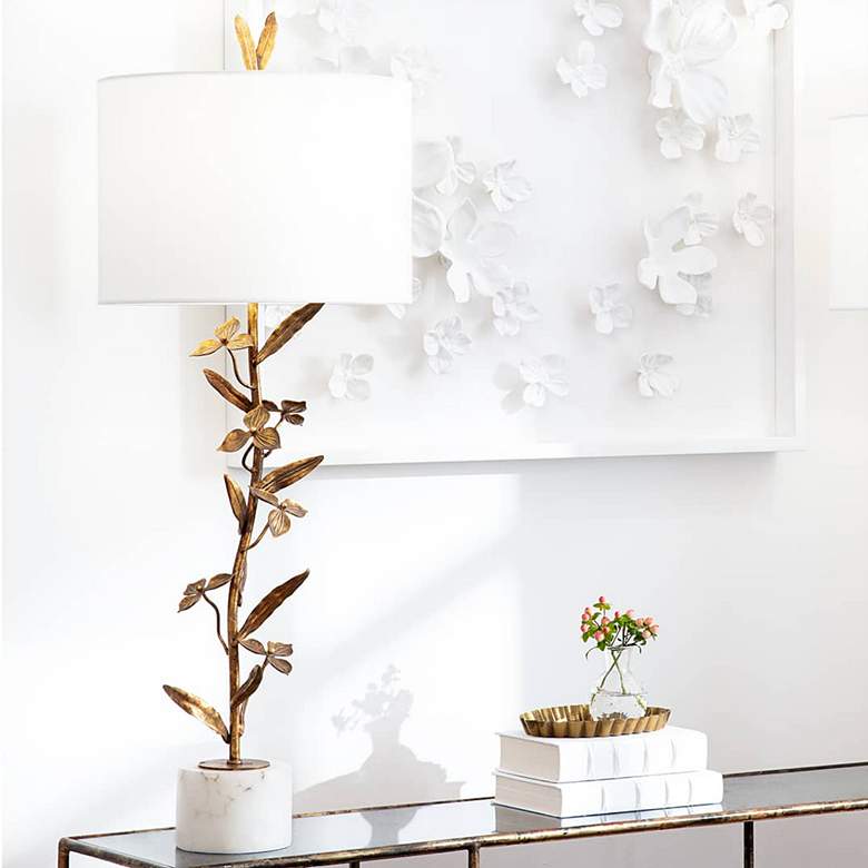 Image 1 Regina Andrew Trillium 37" Modern Flower Brass Buffet Lamp