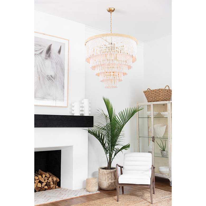 Image 3 Regina Andrew Waterfall 32" Wide Multi-Tier White Bead Chandelier more views