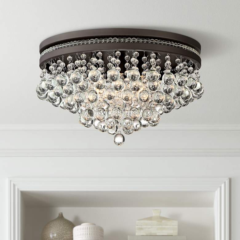 Image 1 Regina Bronze 15 1/4 inch Wide Crystal Ceiling Light