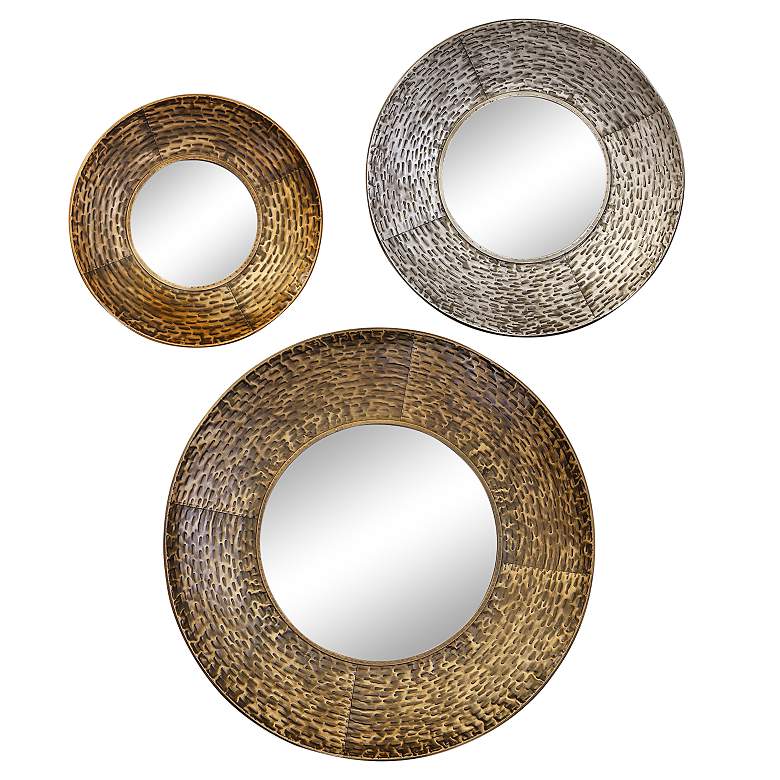 Image 1 Regina Bronze Silver and Gold Round Wall Mirrors Set of 3