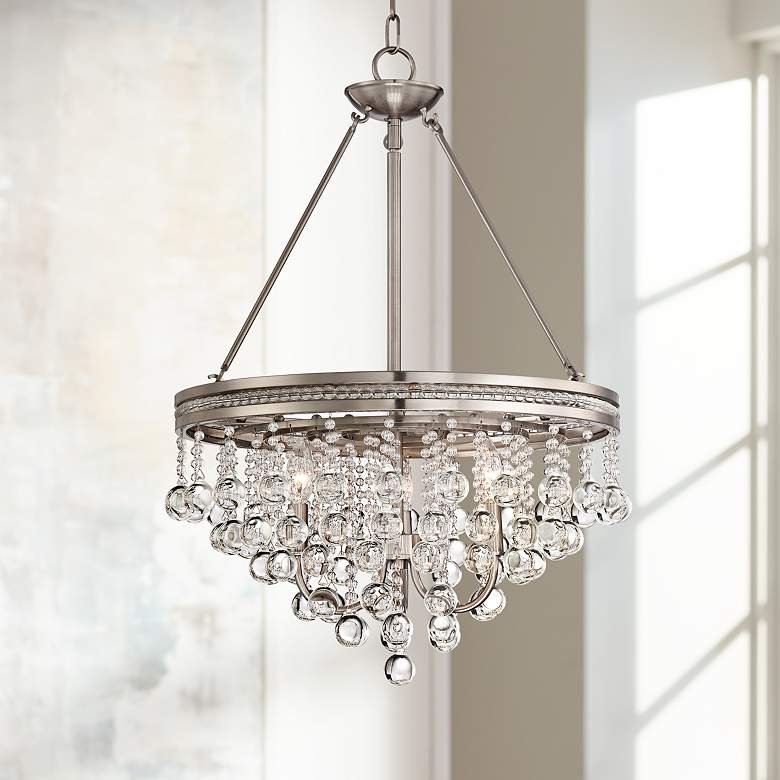 Image 1 Regina Brushed Nickel 19 inch Wide Crystal Chandelier