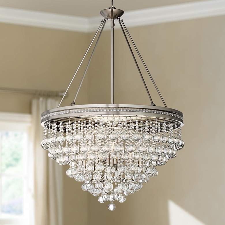 Image 1 Regina Brushed Nickel 28 inch Wide Crystal Ceiling Light