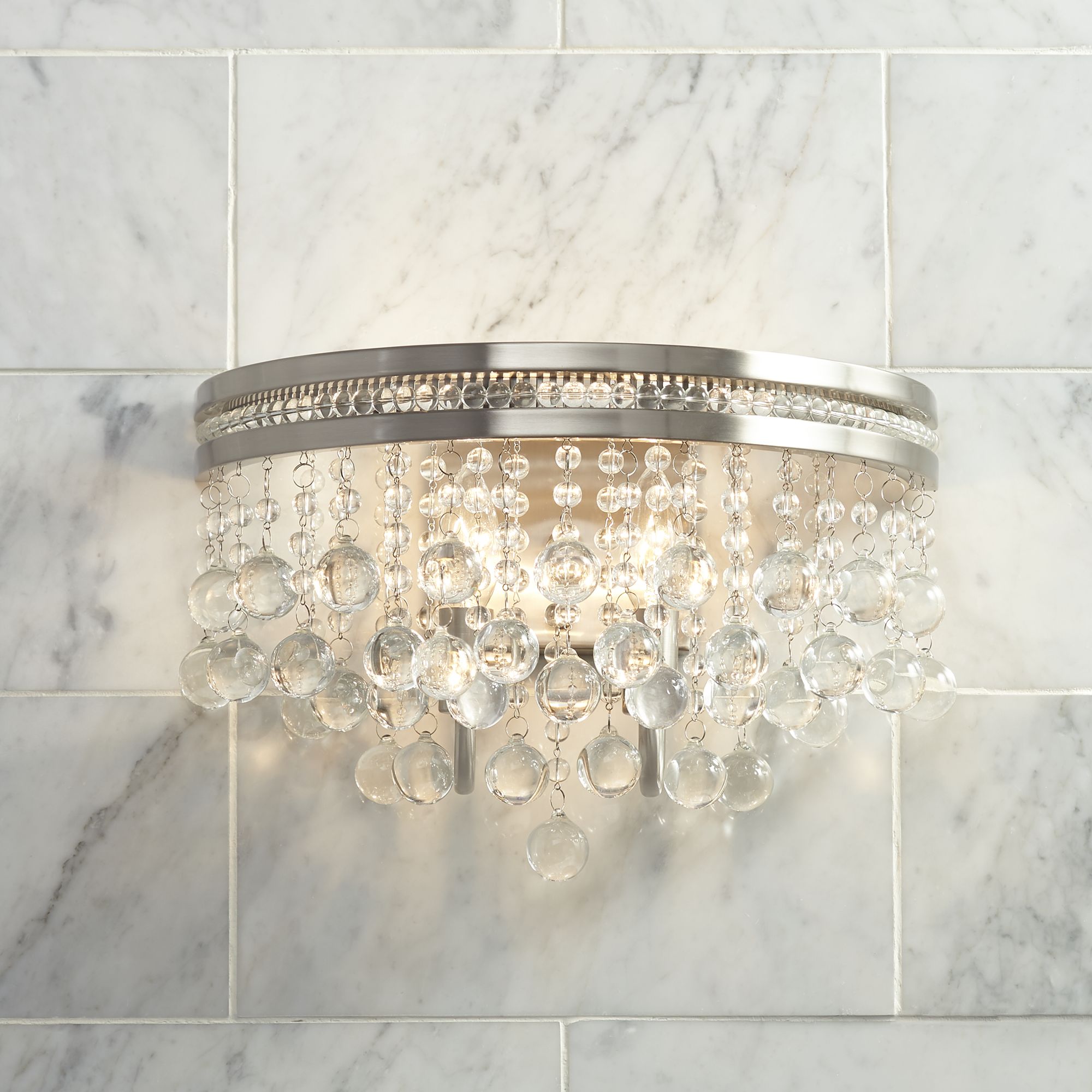 brushed nickel crystal wall sconce