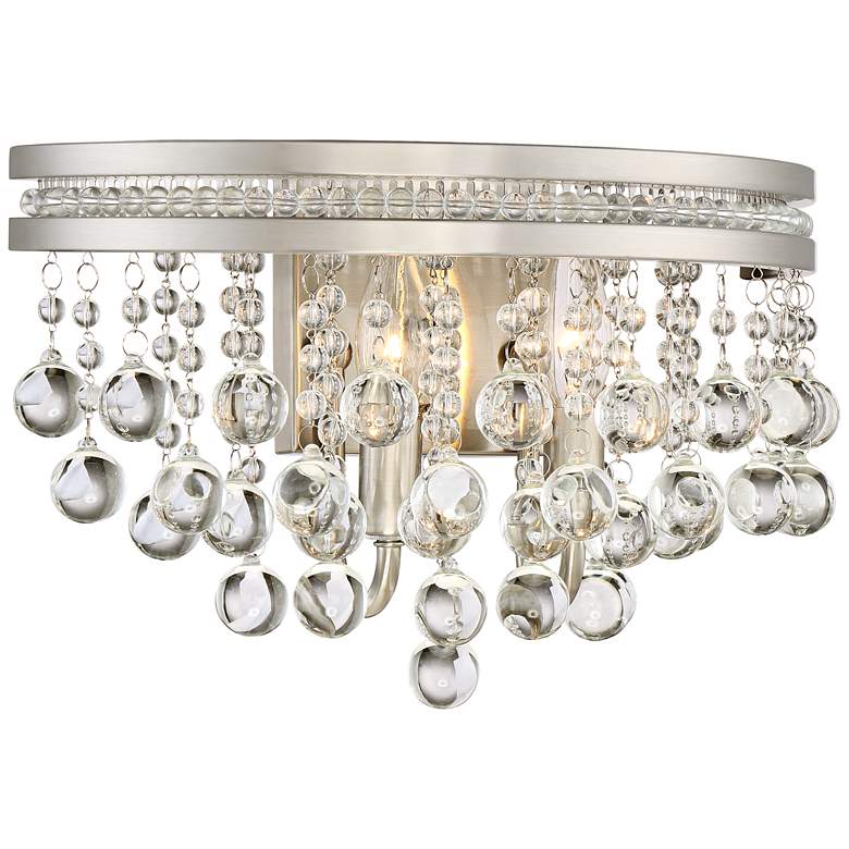 Image 4 Regina Brushed Nickel 9 1/2 inchH 2-Light Crystal Wall Sconce more views