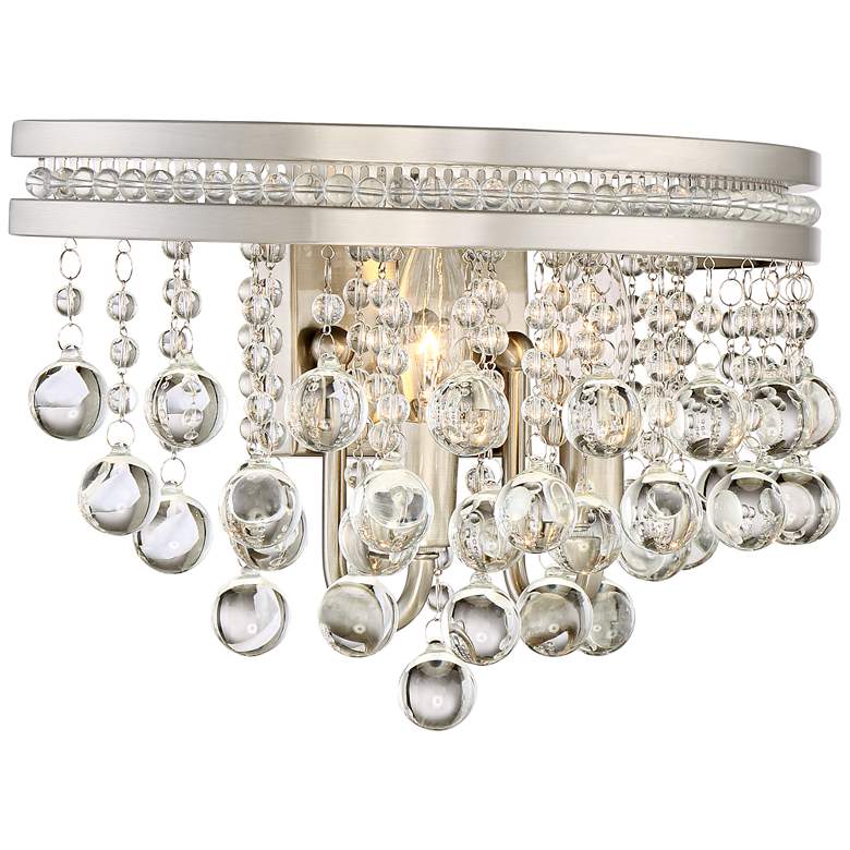 Image 5 Regina Brushed Nickel 9 1/2 inchH 2-Light Crystal Wall Sconce more views