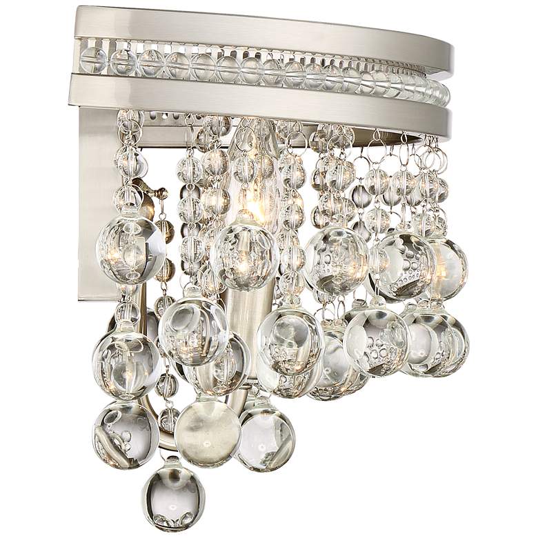 Image 6 Regina Brushed Nickel 9 1/2 inchH 2-Light Crystal Wall Sconce more views