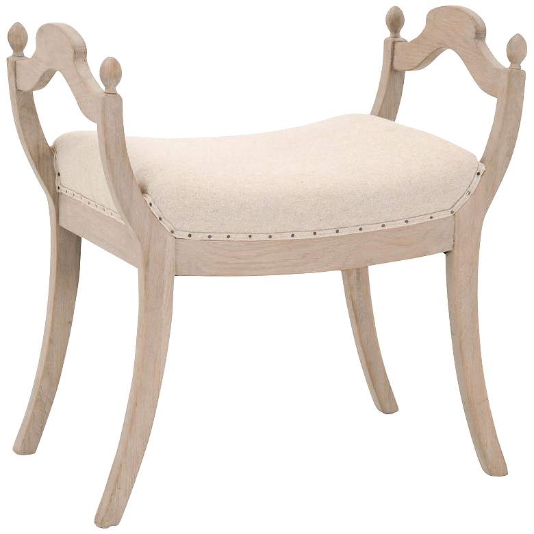 Image 1 Regina Flax Linen and Smoke Gray Wood Accent Stool
