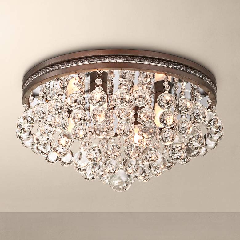 Image 1 Regina Olive Bronze 16" Wide Crystal Ceiling Light