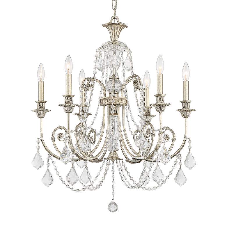 Image 4 Regis 26" Wide 6-Light Olde Silver and Crystal Chandelier more views