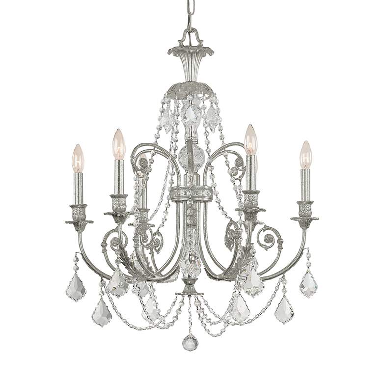 Image 5 Regis 26 inch Wide 6-Light Olde Silver and Crystal Chandelier more views