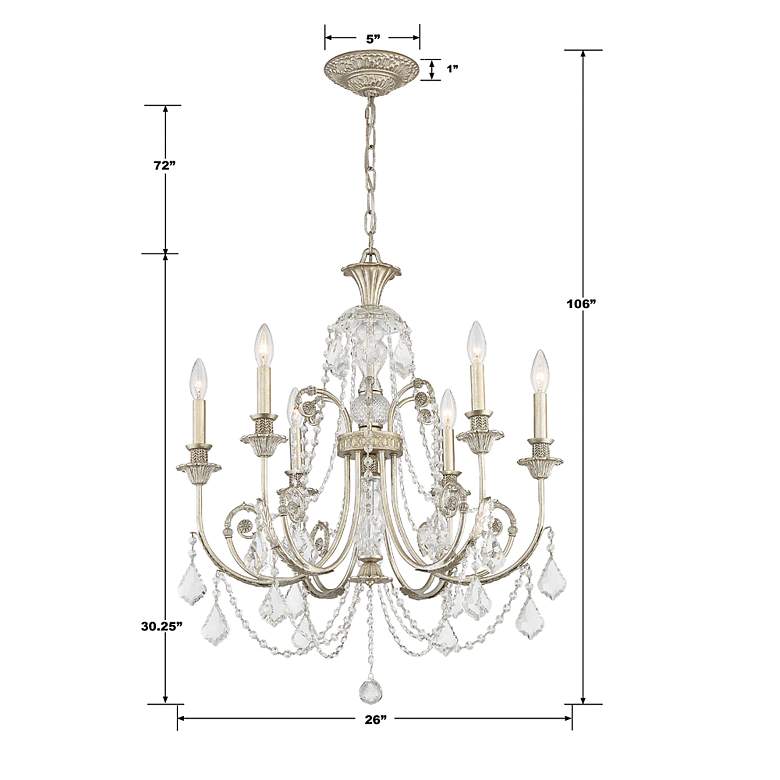 Image 7 Regis 26" Wide 6-Light Olde Silver and Crystal Chandelier more views