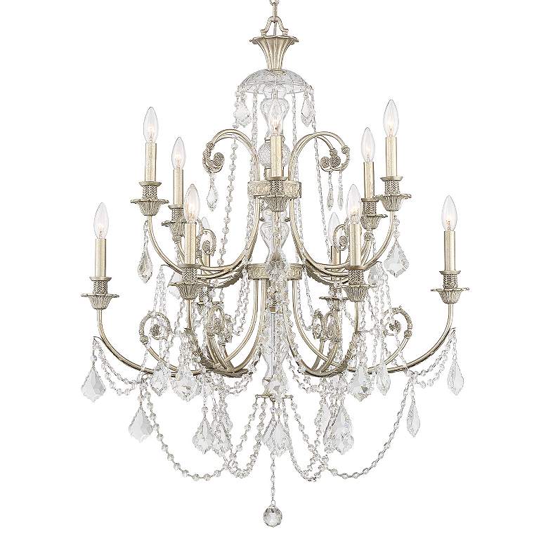 Image 3 Regis 32" Wide 12-Light Olde Silver and Crystal Chandelier more views