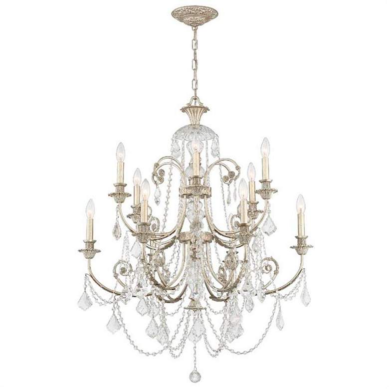 Image 4 Regis 32" Wide 12-Light Olde Silver and Crystal Chandelier more views