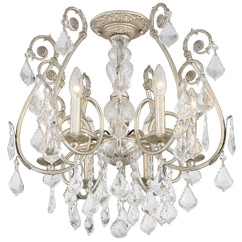 Image 1 Regis 6 Light Clear Hand Cut Crystal Silver Ceiling Mount