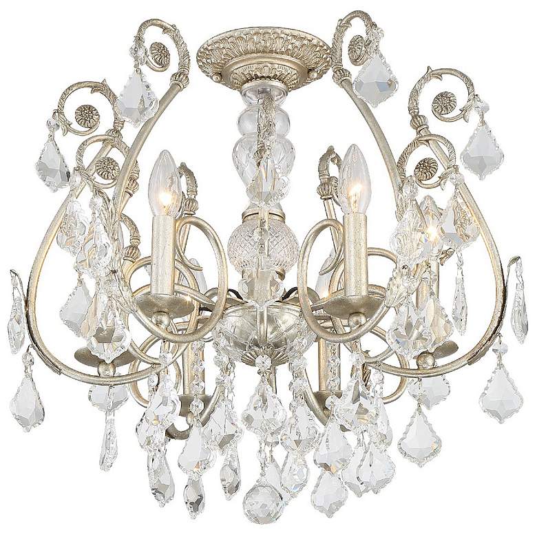 Image 1 Regis 6 Light Clear Hand Cut Crystal Silver Ceiling Mount