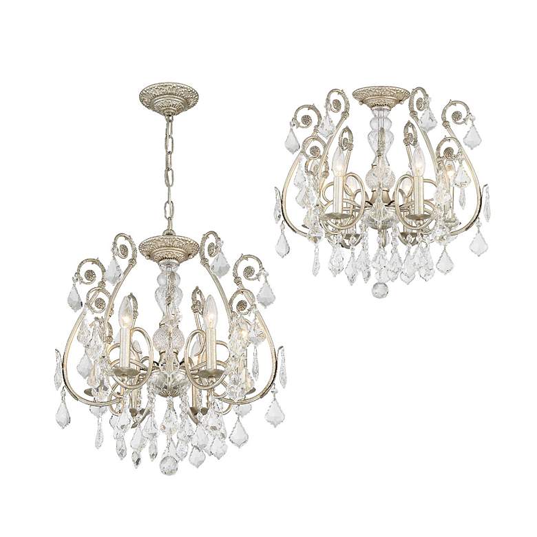 Image 2 Regis 6 Light Clear Hand Cut Crystal Silver Ceiling Mount more views