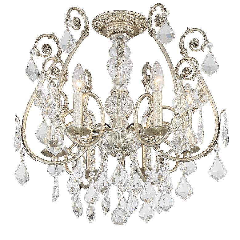 Image 3 Regis 6 Light Clear Hand Cut Crystal Silver Ceiling Mount more views
