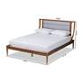 Regis Light Gray Fabric Walnut Brown Full Size Platform Bed in scene