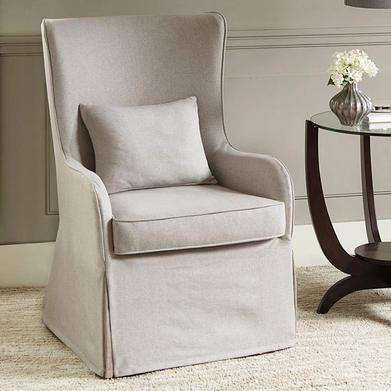 Image 1 Regis Warm Cream Fabric Slipcover Accent Chair