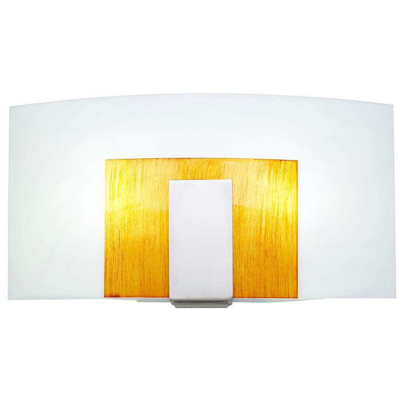 Image 1 Rego 9 1/4 inch High Brushed Nickel and Alabaster Modern Wall Sconce