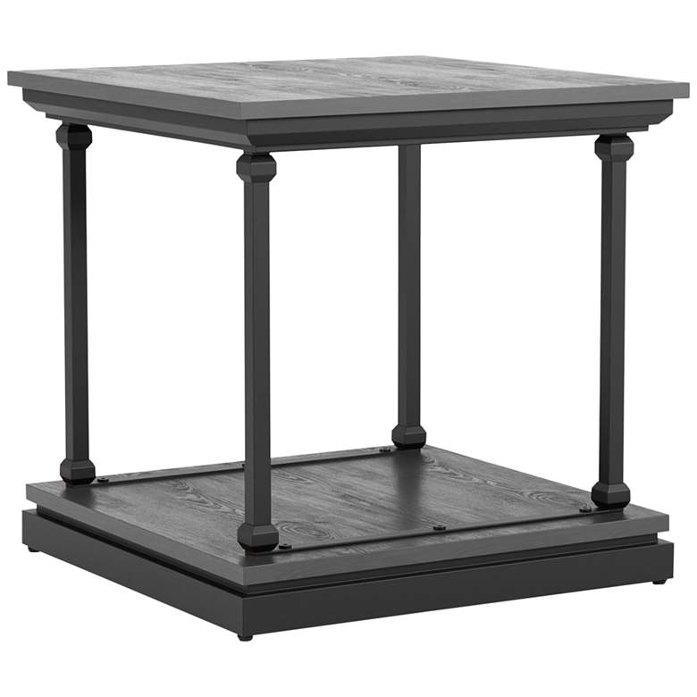 Image 5 Regorra 23 3/4 inchW Antique Gray and Black 1-Shelf End Table more views