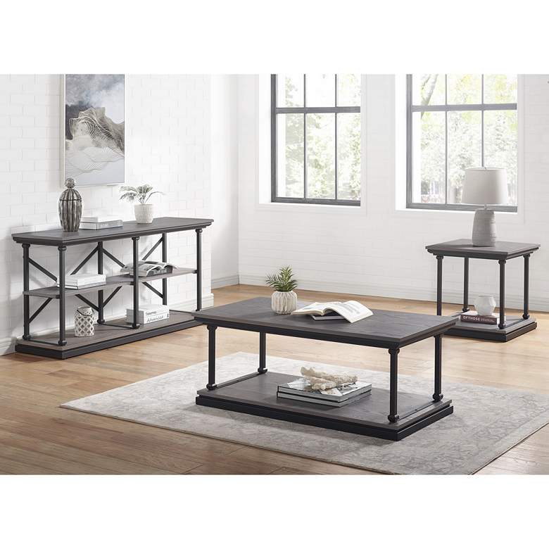 Image 7 Regorra 23 3/4"W Antique Gray and Black 1-Shelf End Table more views