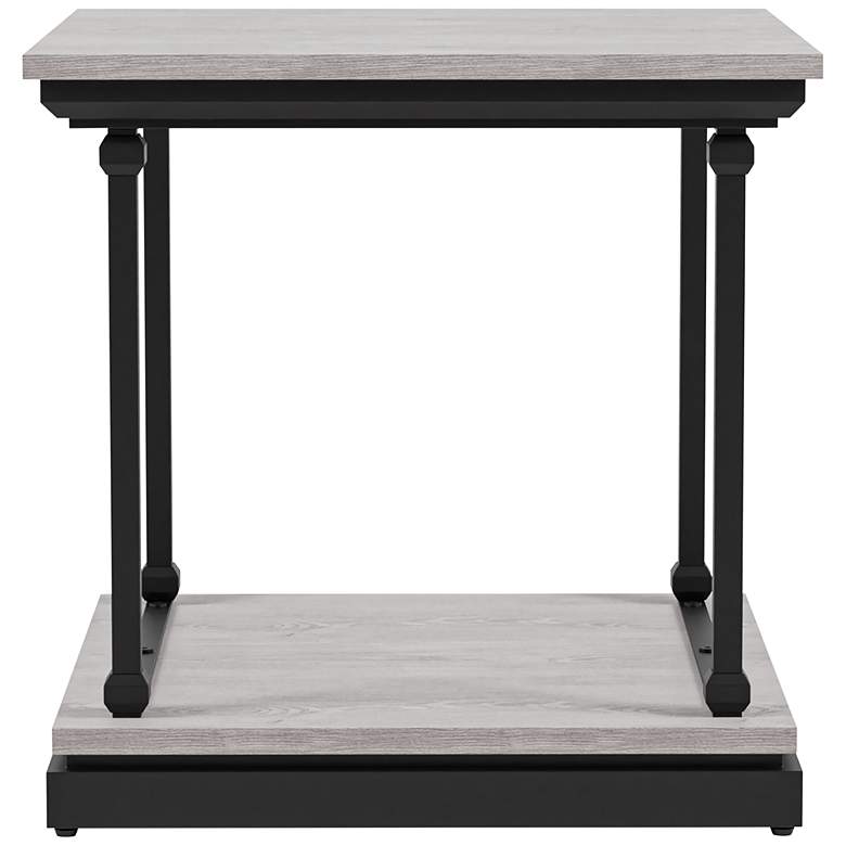Image 2 Regorra 23 3/4 inchW Antique White and Black 1-Shelf End Table
