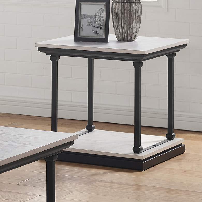 Image 1 Regorra 23 3/4"W Antique White and Black 1-Shelf End Table
